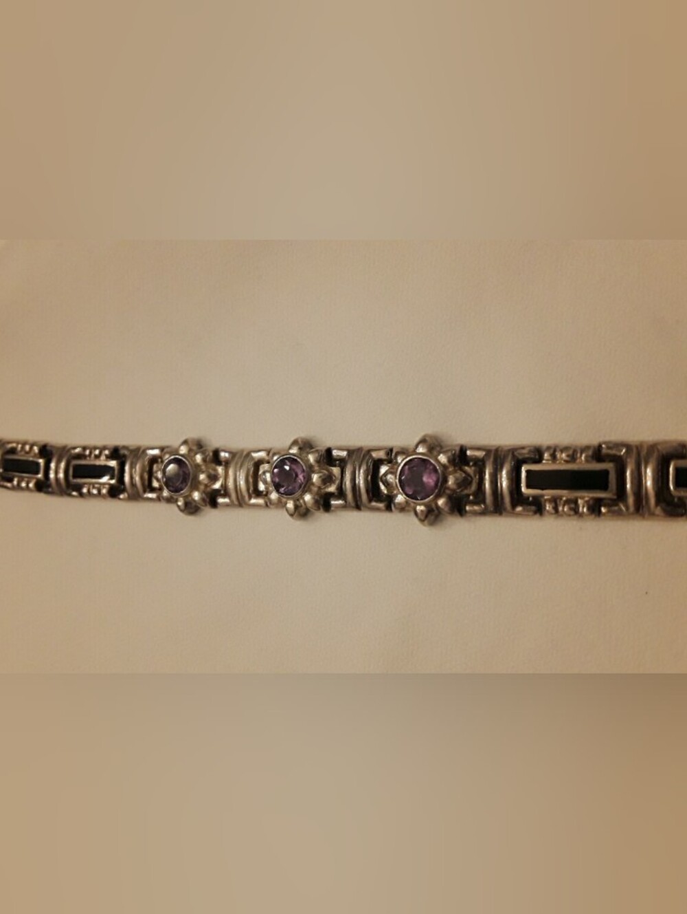 Vintage 925 bracelet with Amethyst and onyx